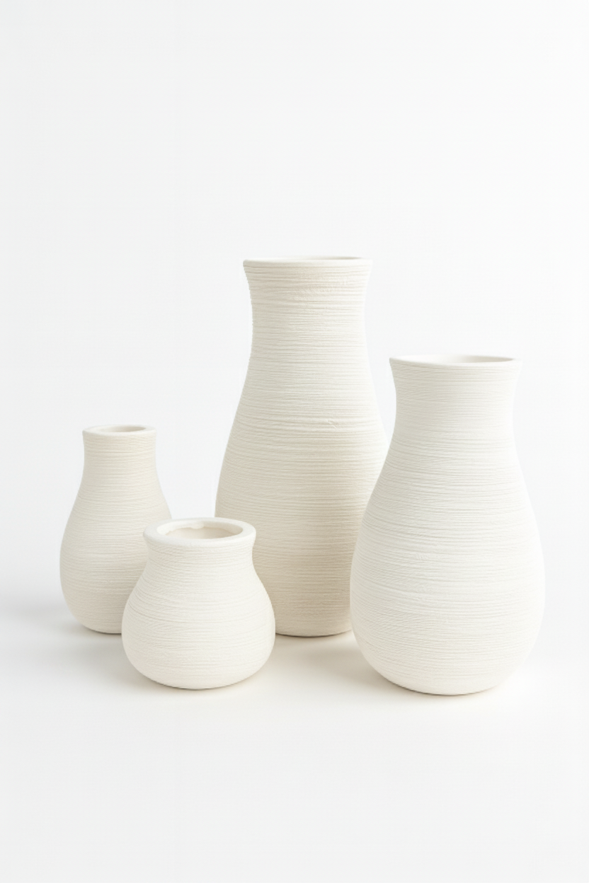 כד חרס טקסטורה לבן 20 ס''מ