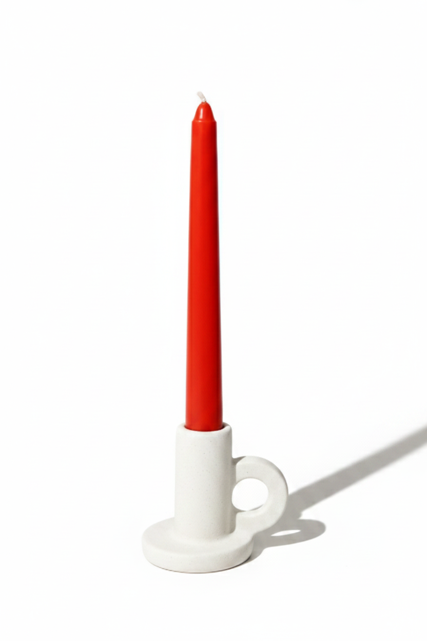 פמוט בטון ANTIQUE לבן 10 ס''מ