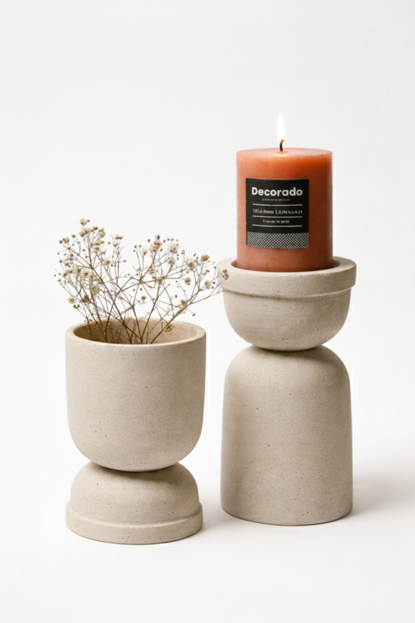 פמוט בטון סהרה LARA גדול 20 ס"מ