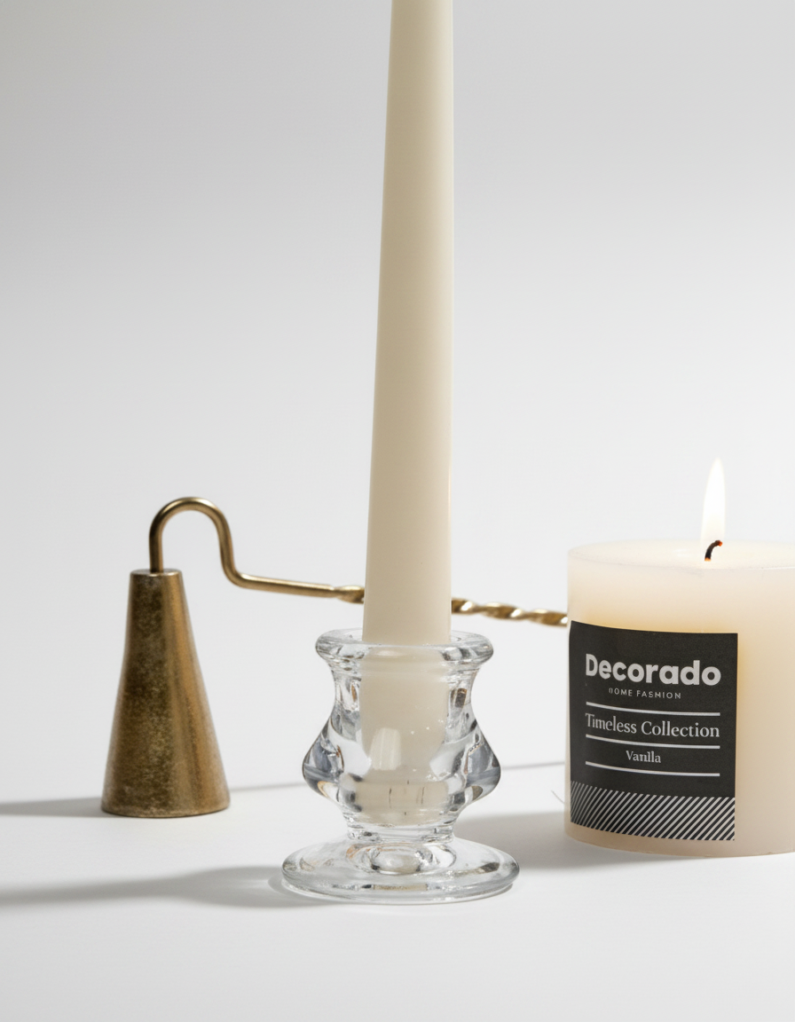 פמוט זכוכית עגול לנר אצבע