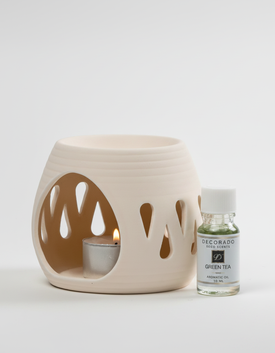 מבער עיטורים 10 ס"מ אפור/ ורוד/ לבן