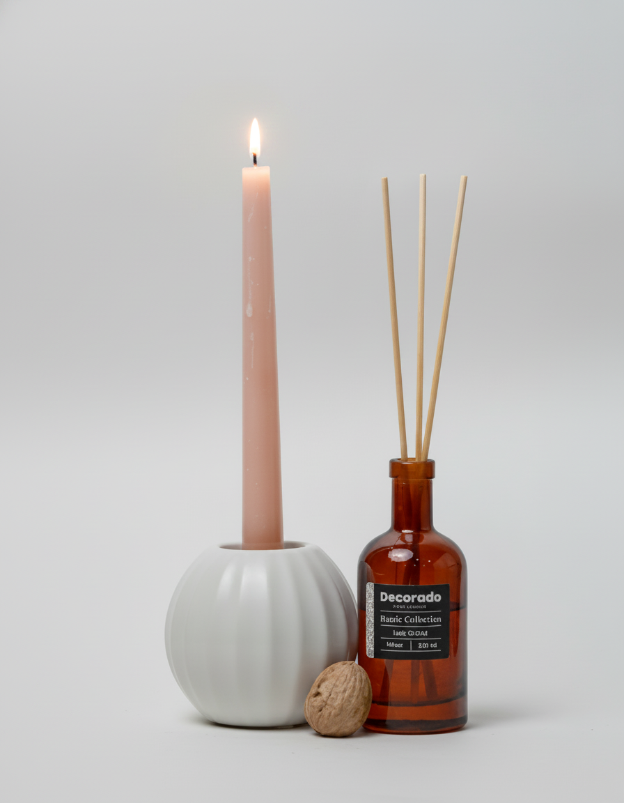 פמוט חרס ORA לבן 10*8 ס"מ