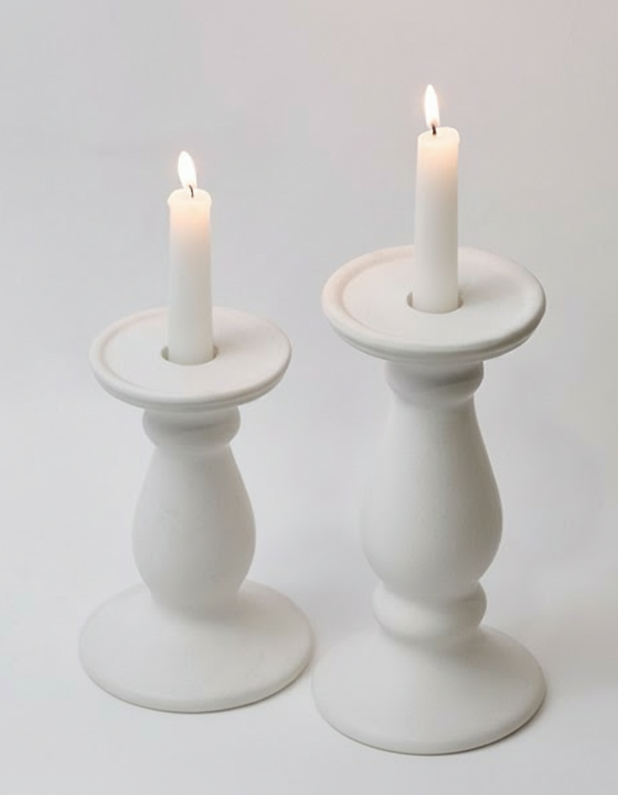 פמוט קרמי CLASSI לבן - 22 ס"מ