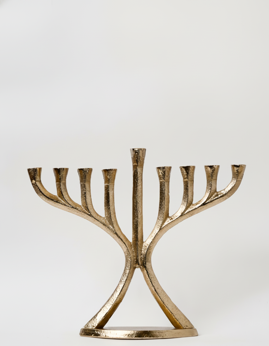 חנוכיה מעוצבת זהב 22 ס"מ