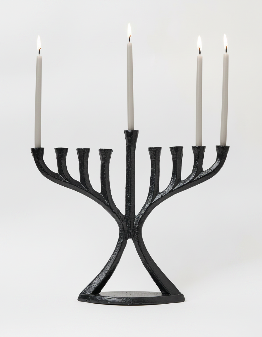 חנוכיה מעוצבת שחור 22 ס"מ