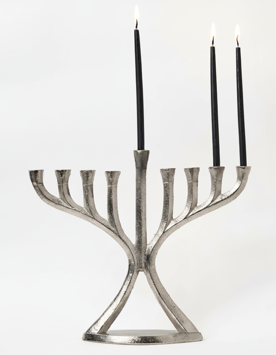 חנוכיה מעוצבת כסף 22 ס"מ