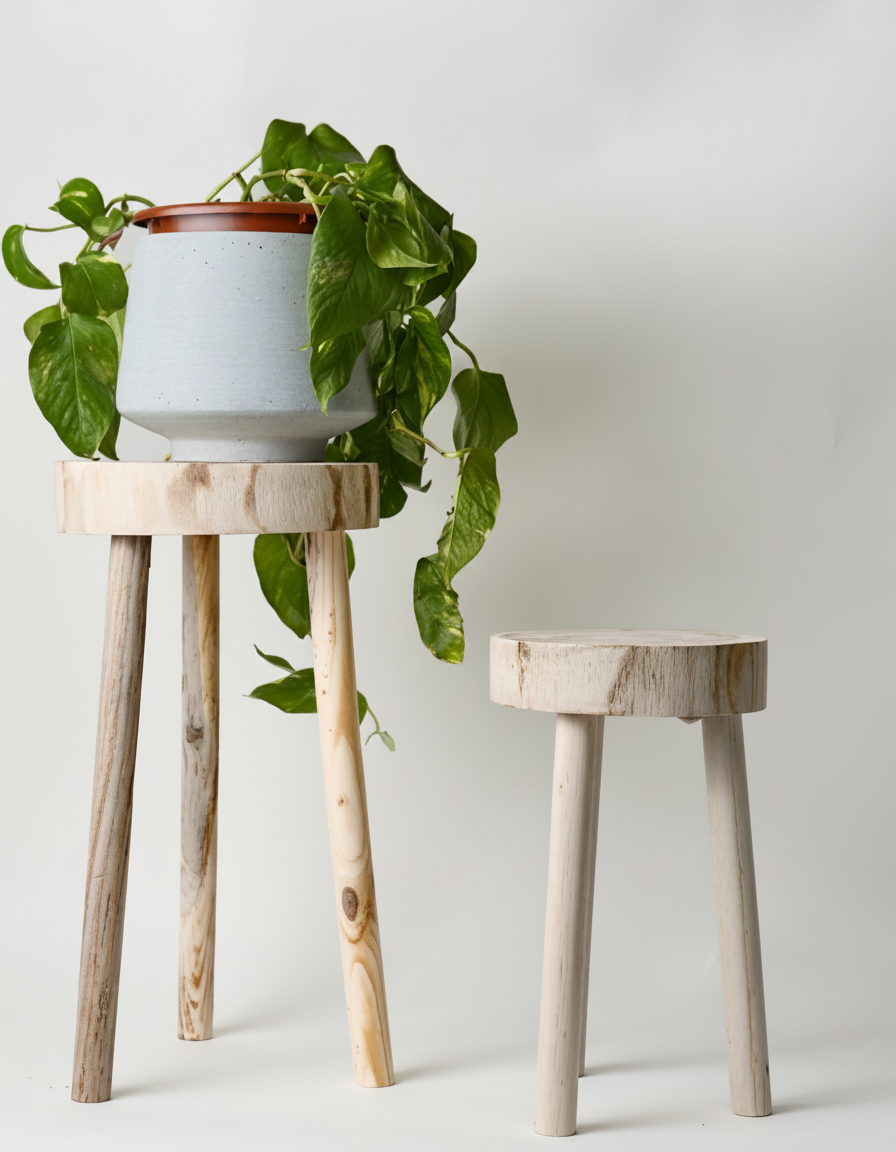 שרפרף עץ RAW טבעי 42 ס"מ