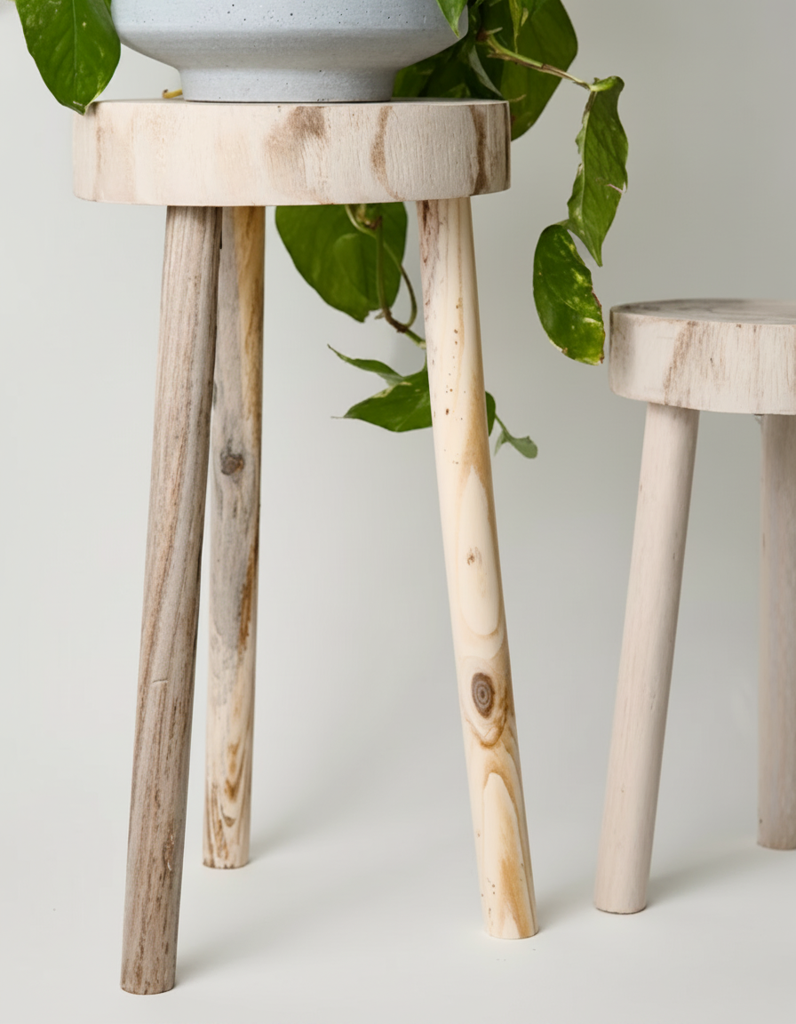 שרפרף עץ RAW טבעי 52 ס"מ