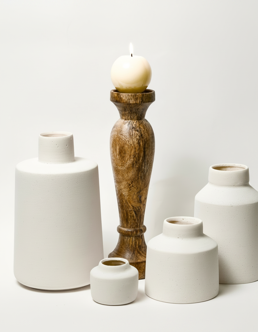 כד גלילי בטון לבן 30 ס"מ