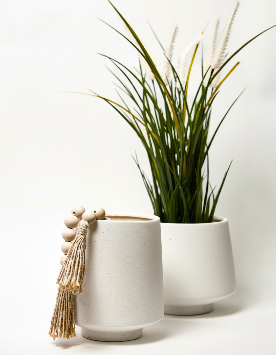 כד בייסיק בטון לבן גדול 17 ס"מ