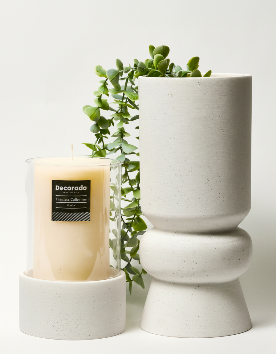 כד בטון לבן גביע 14*31 ס"מ