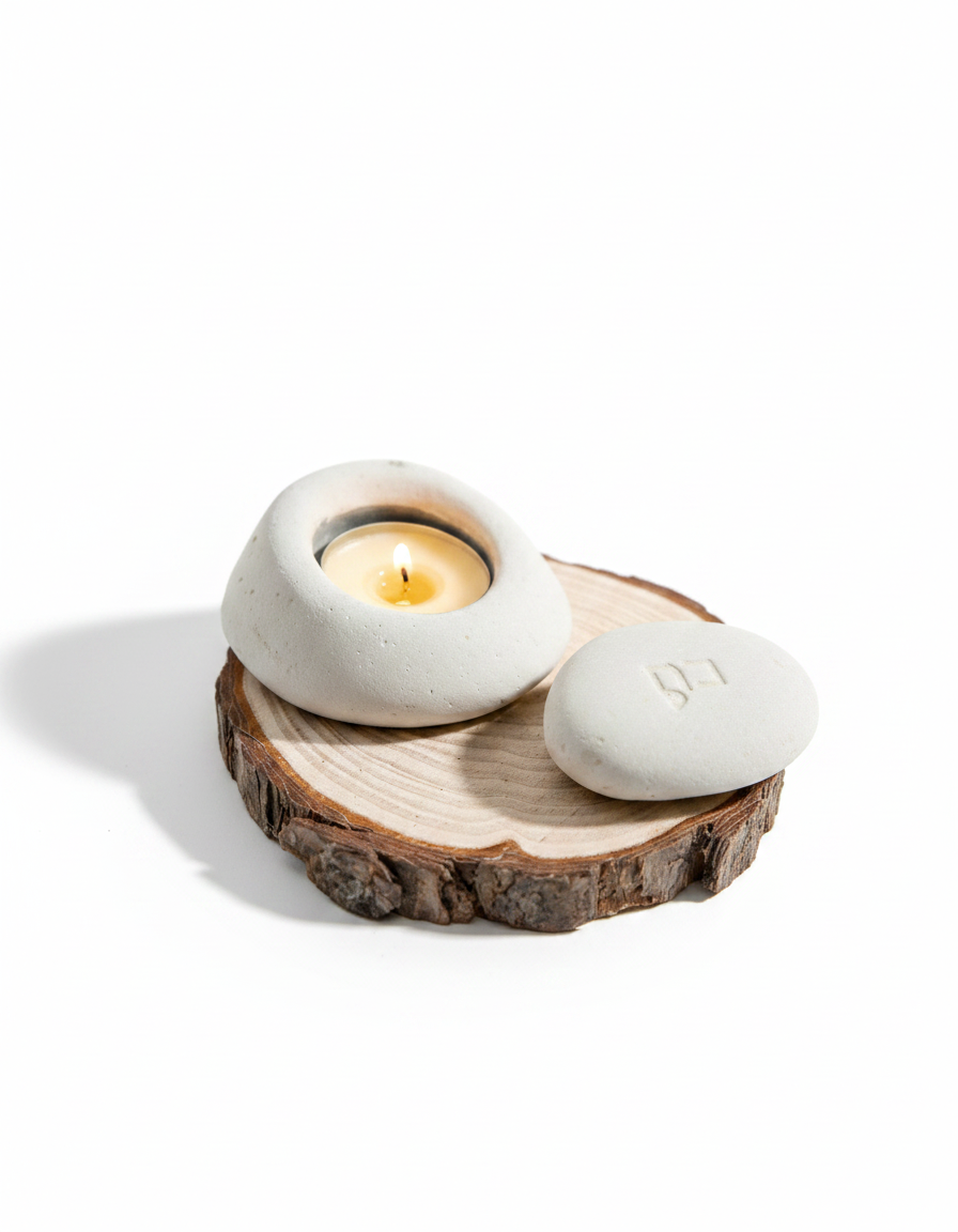 פמוט טי לייט בטון לבן 4 ס"מ