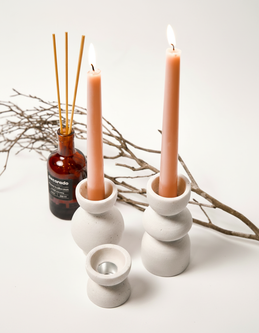 פמוט BOW בטון לבן 5 ס"מ קטן