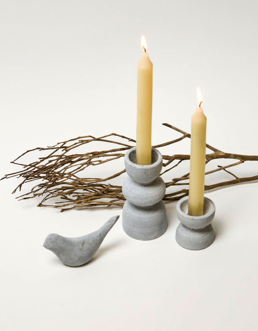 פמוט BOW בטון - 10 ס"מ