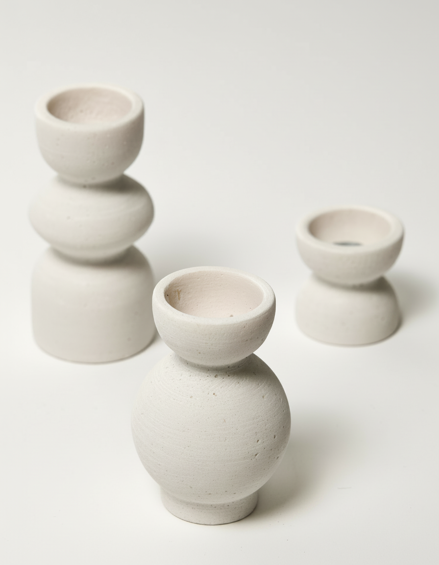 פמוט BOW בטון לבן 10 ס"מ בינוני