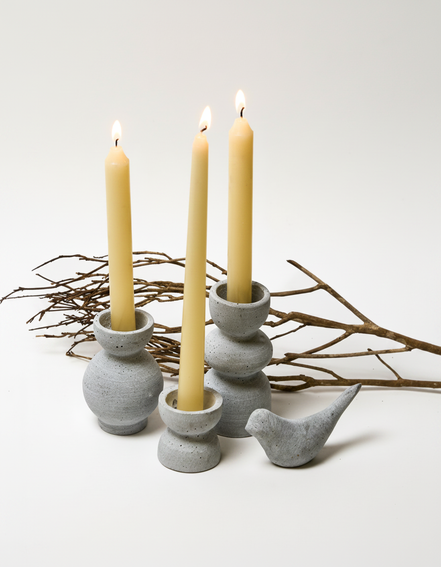 פמוט BOW בטון 13 ס"מ גדול