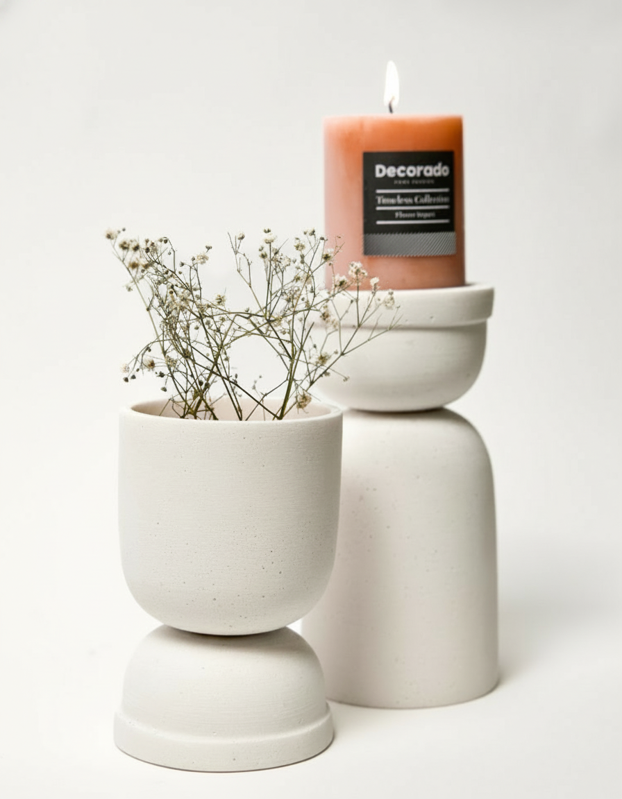 פמוט בטון לבן LARA