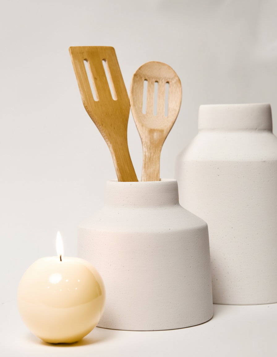 כד TERA בטון לבן קטן 14 ס"מ