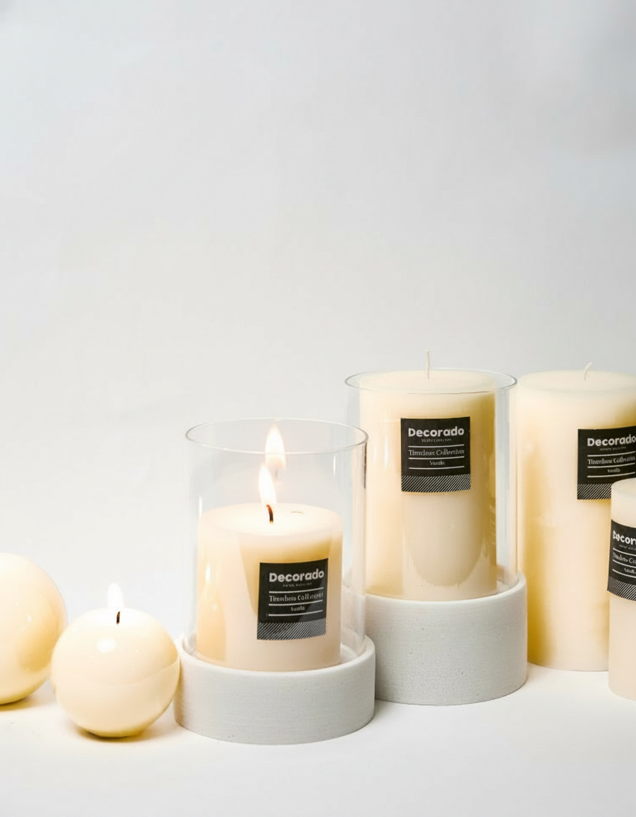 פמוט צילינדר MIX בטון לבן