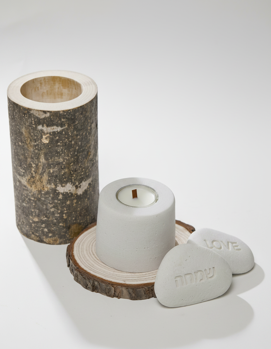 פמוט  LEO בטון לבן 6 ס"מ