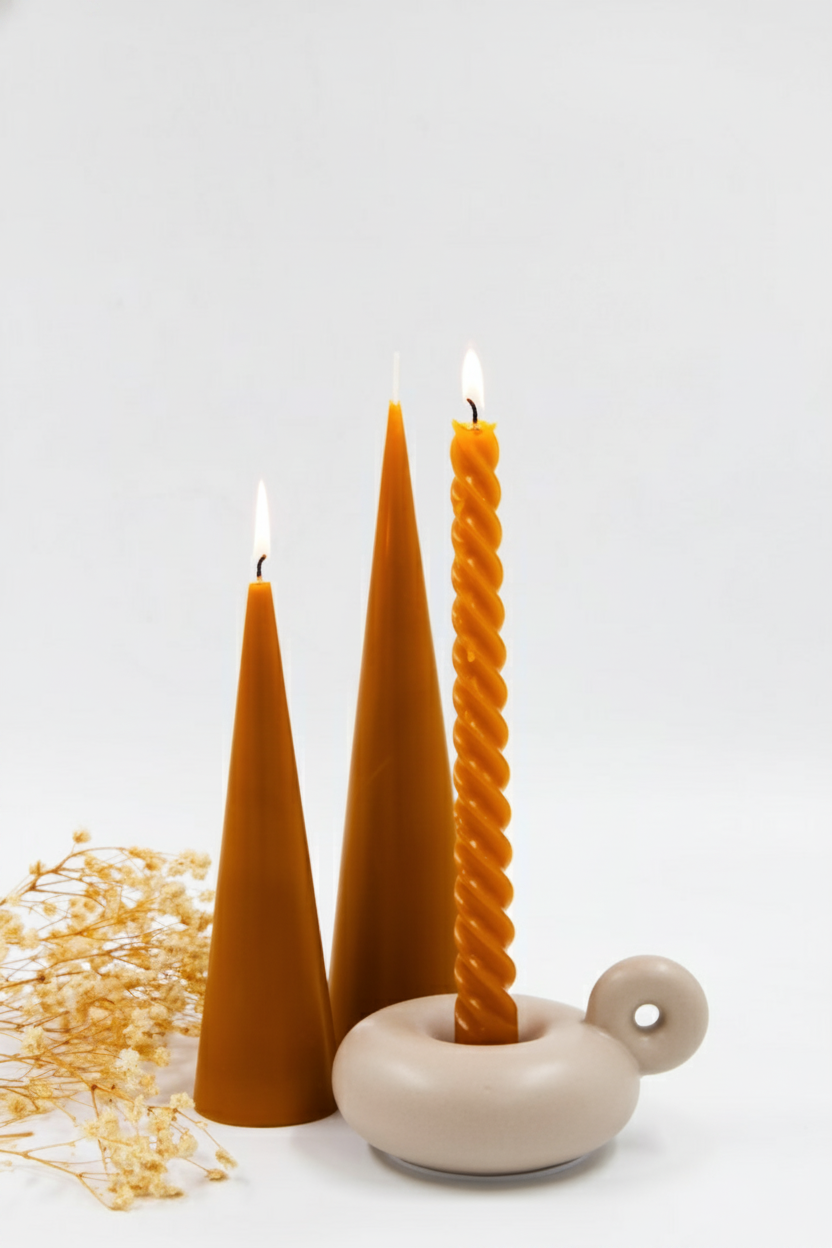 פמוט חרס DONAT ידית אבן 5 ס"מ