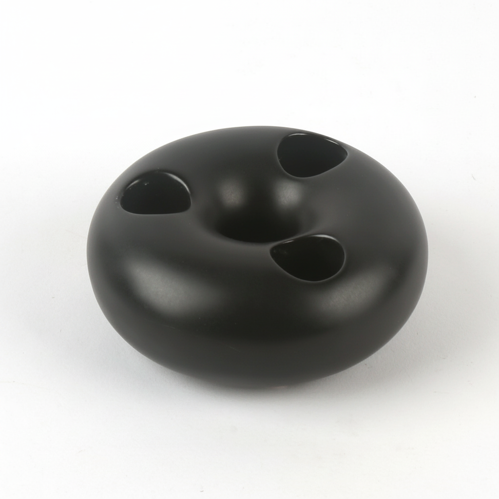 פמוט חרס 3 קנים שחור 5*11 ס"מ