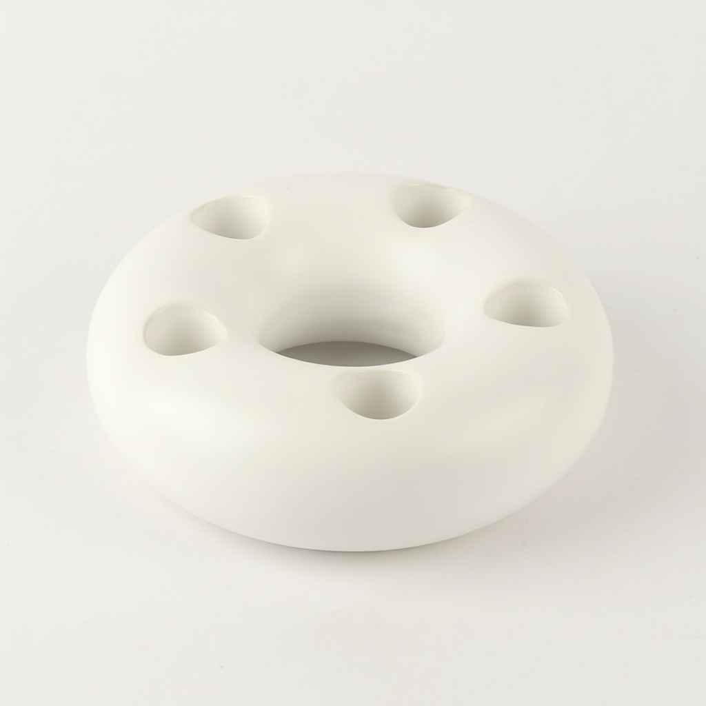 פמוט חרס 5 קנים לבן 5*15 ס"מ