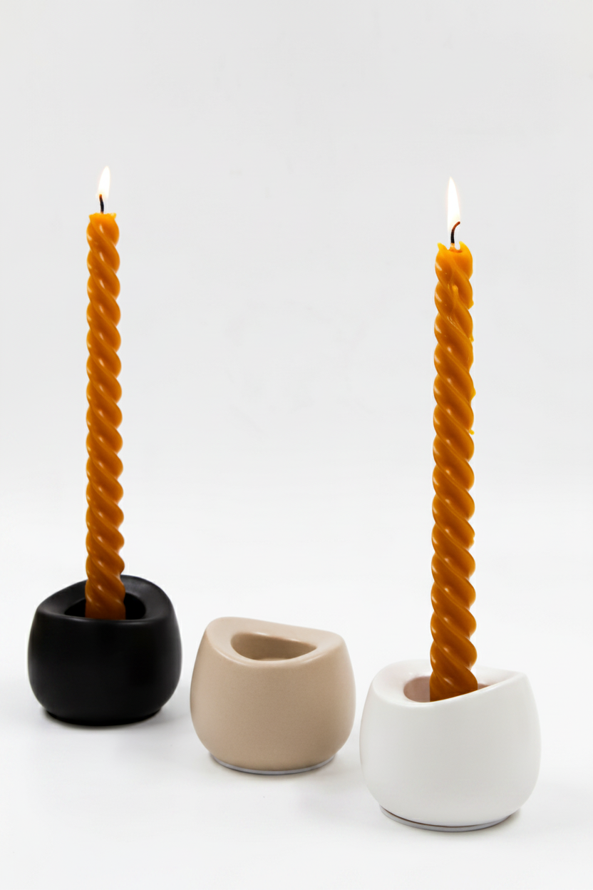 פמוט חרס AVIV לבן 6 ס"מ