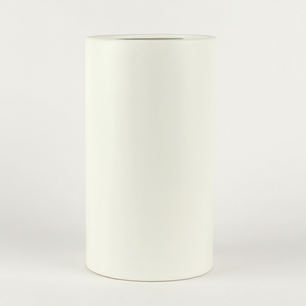 כד חרס גלילי לבן גדול 25 ס"מ