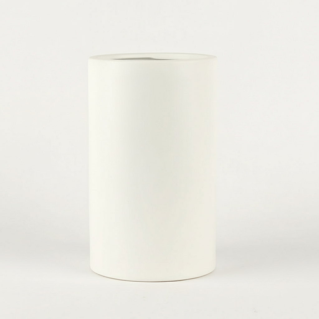 כד חרס גלילי לבן קטן 20 ס"מ