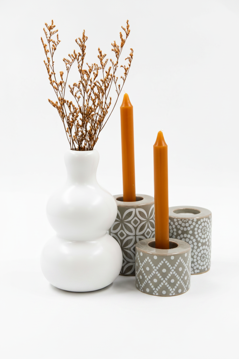 אגרטל חרס GOMI לבן - 30 ס"מ