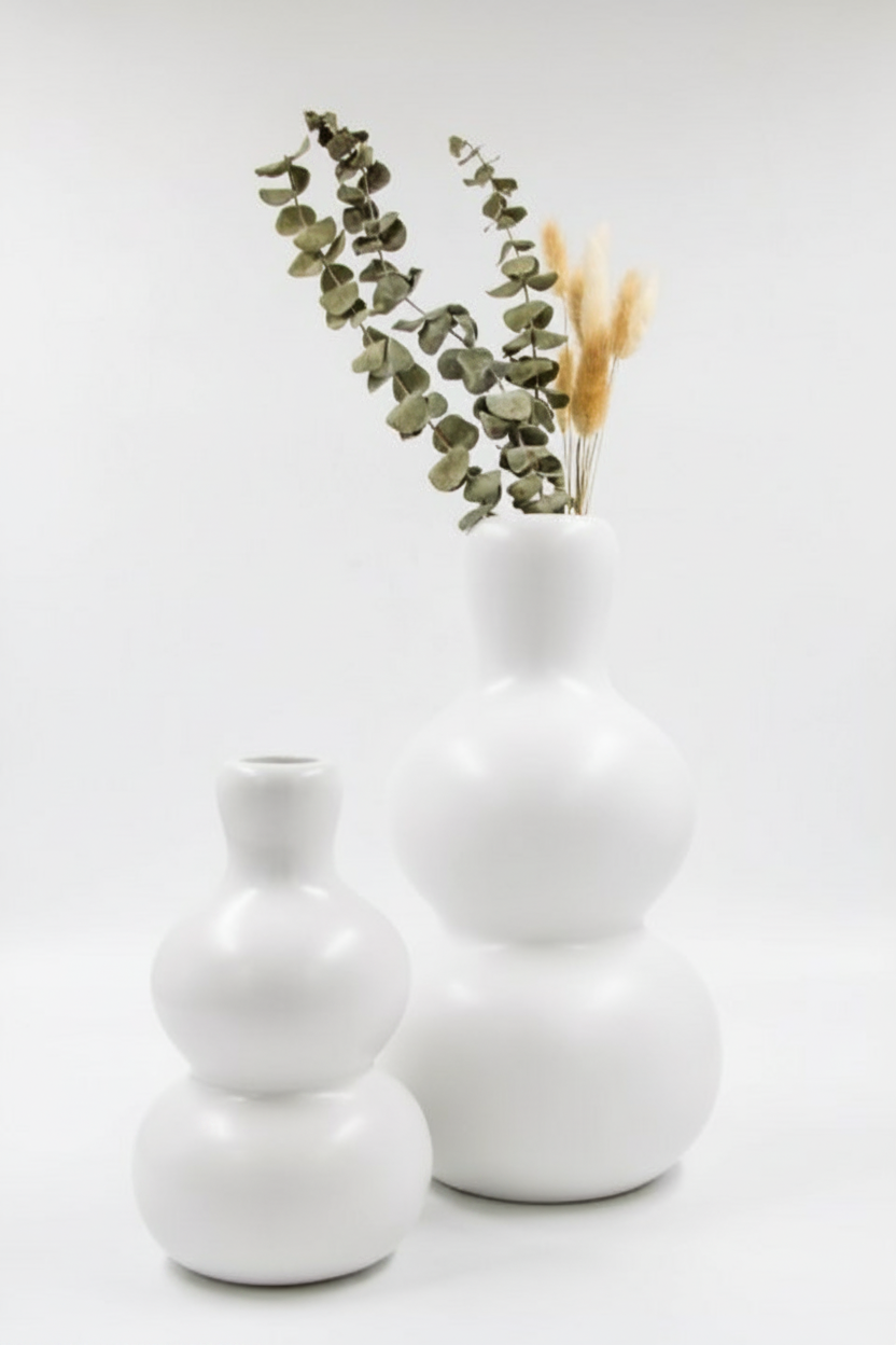 אגרטל חרס GOMI לבן - 25 ס"מ