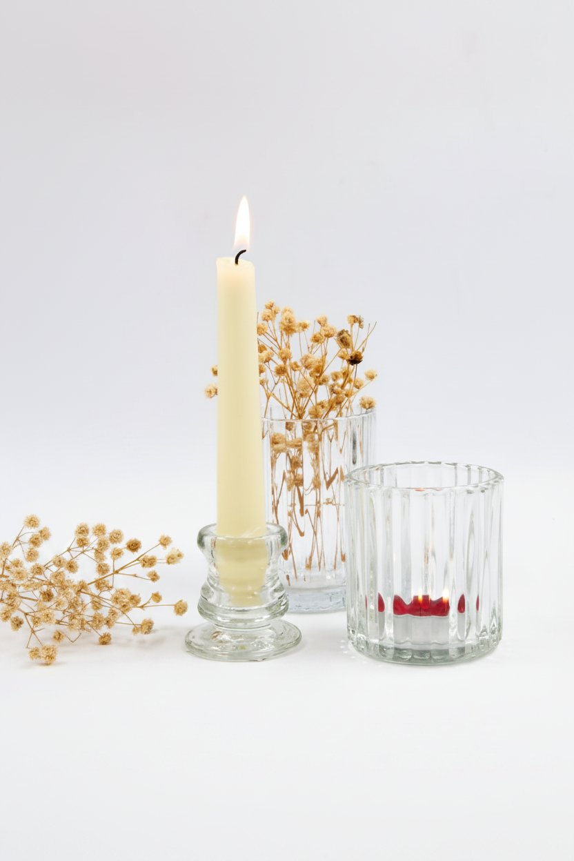 כוס זכוכית פסים 8 ס"מ שקוף