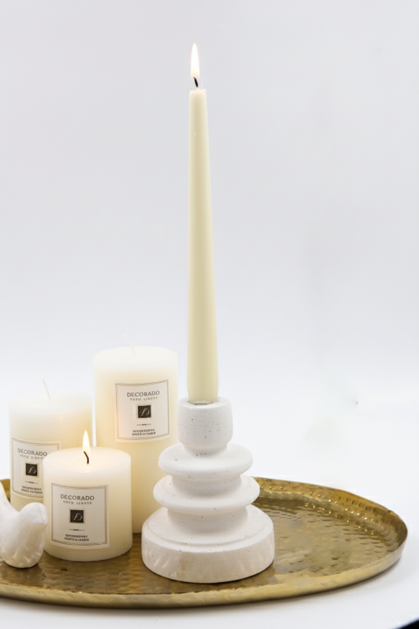 פמוט בטון TERRA לבן 10*12 ס"מ