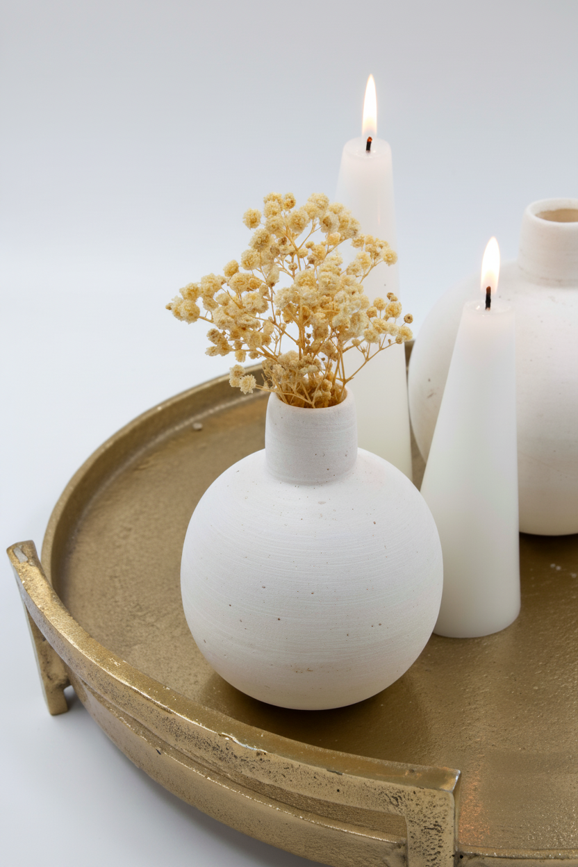 כד בטון לבן NOOR קטן 12*4 ס"מ