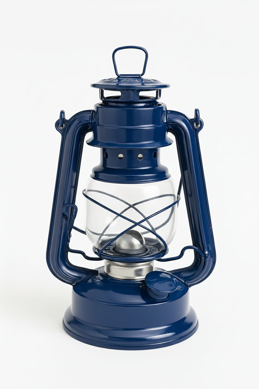 עששית נפט רטרו בינוני - כחול-כהה