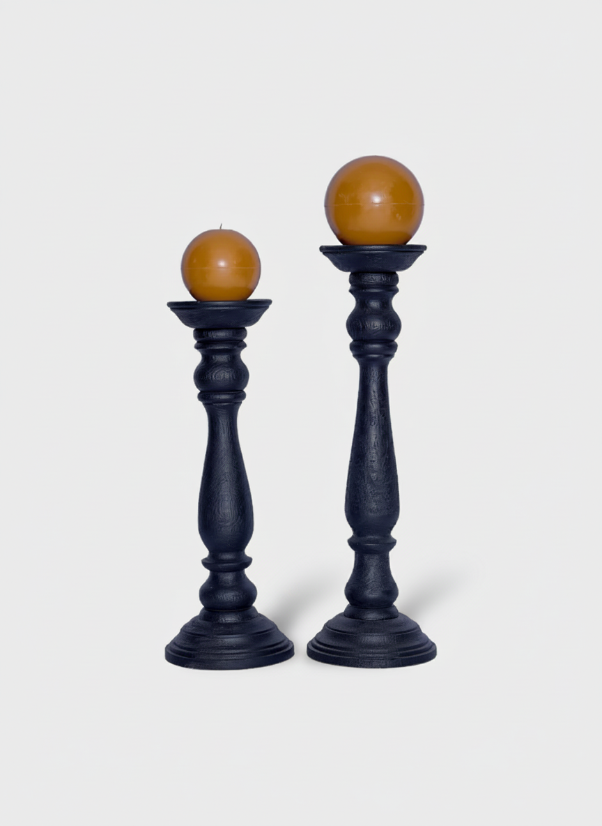 פמוט עץ TERRA שחור - 40 ס"מ