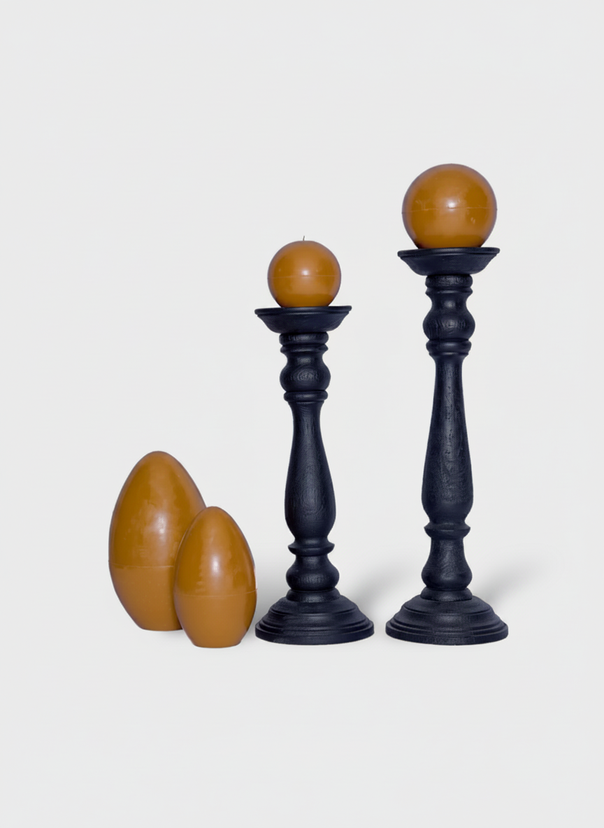 פמוט עץ TERRA שחור - 35 ס"מ