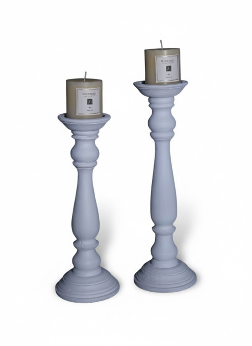 פמוט עץ TERRA לבן 35.5 ס"מ