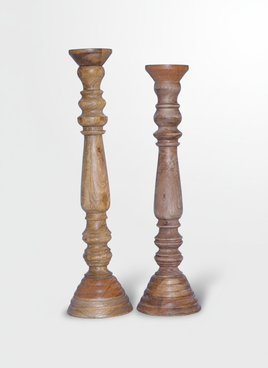 פמוט עץ FLI טבעי - 60 ס"מ