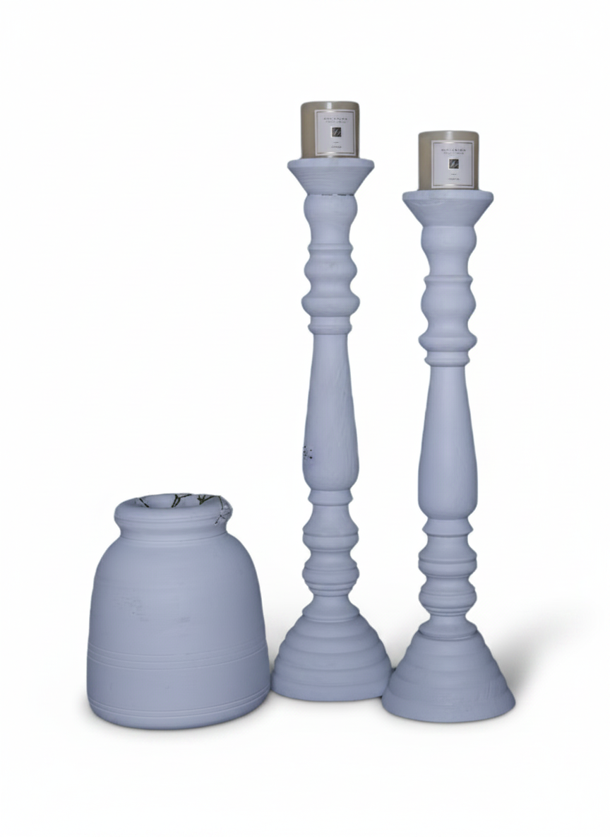 פמוט עץ FLI לבן - 60 ס"מ