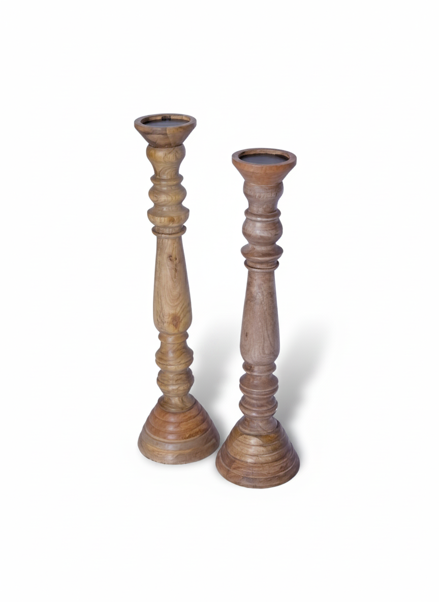 פמוט עץ FLI טבעי - 55 ס"מ