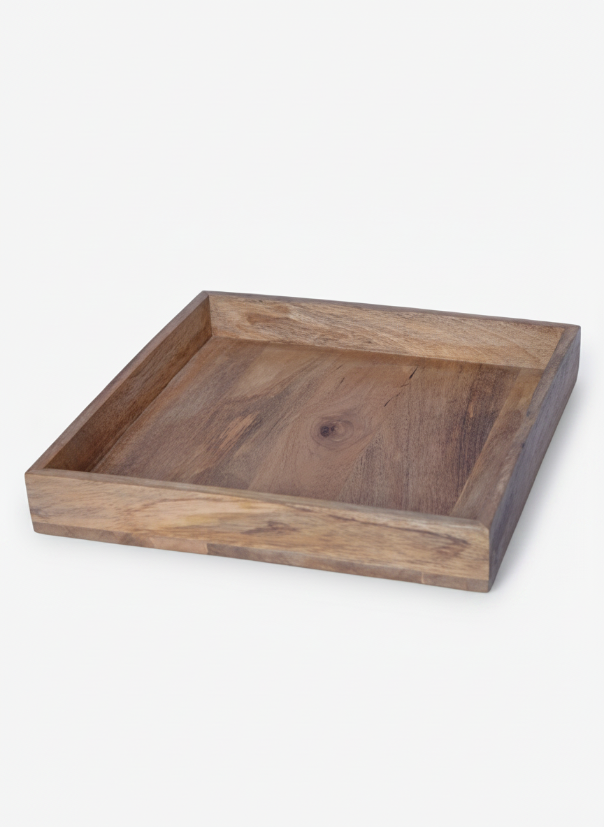 מגש עץ BOHO מרובע נטורל 35 ס"מ