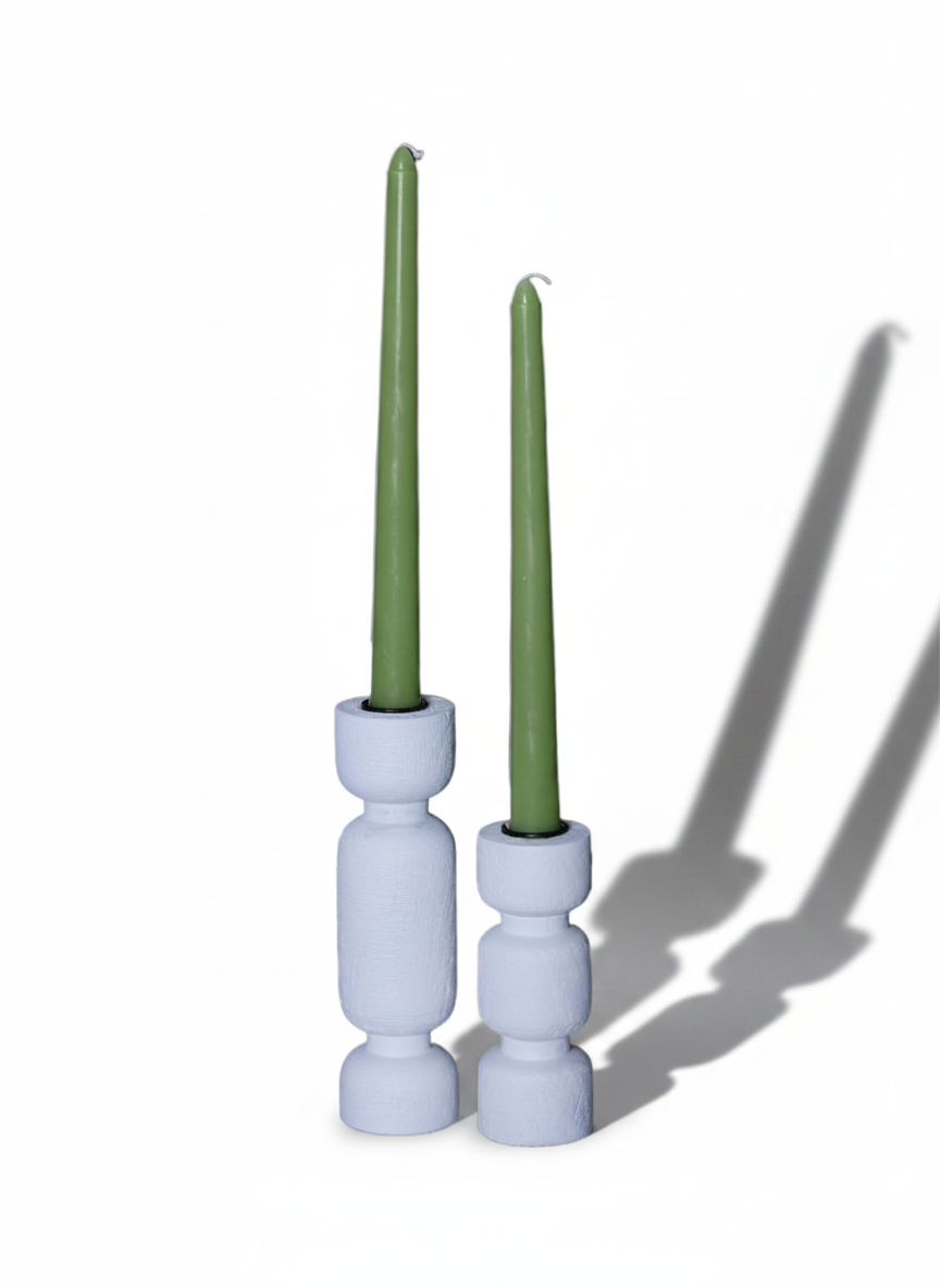 פמוט עץ TRIO לבן 13 ס"מ