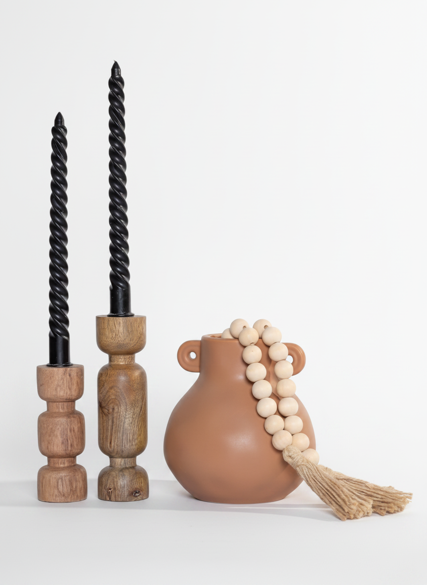 פמוט עץ TRIO נטורל 18 ס"מ