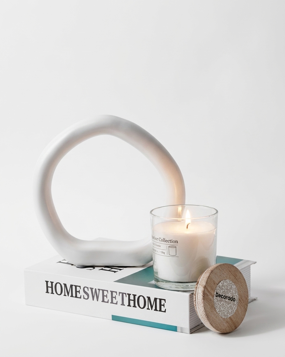 פסל חרס דקורטיבי RING לבן